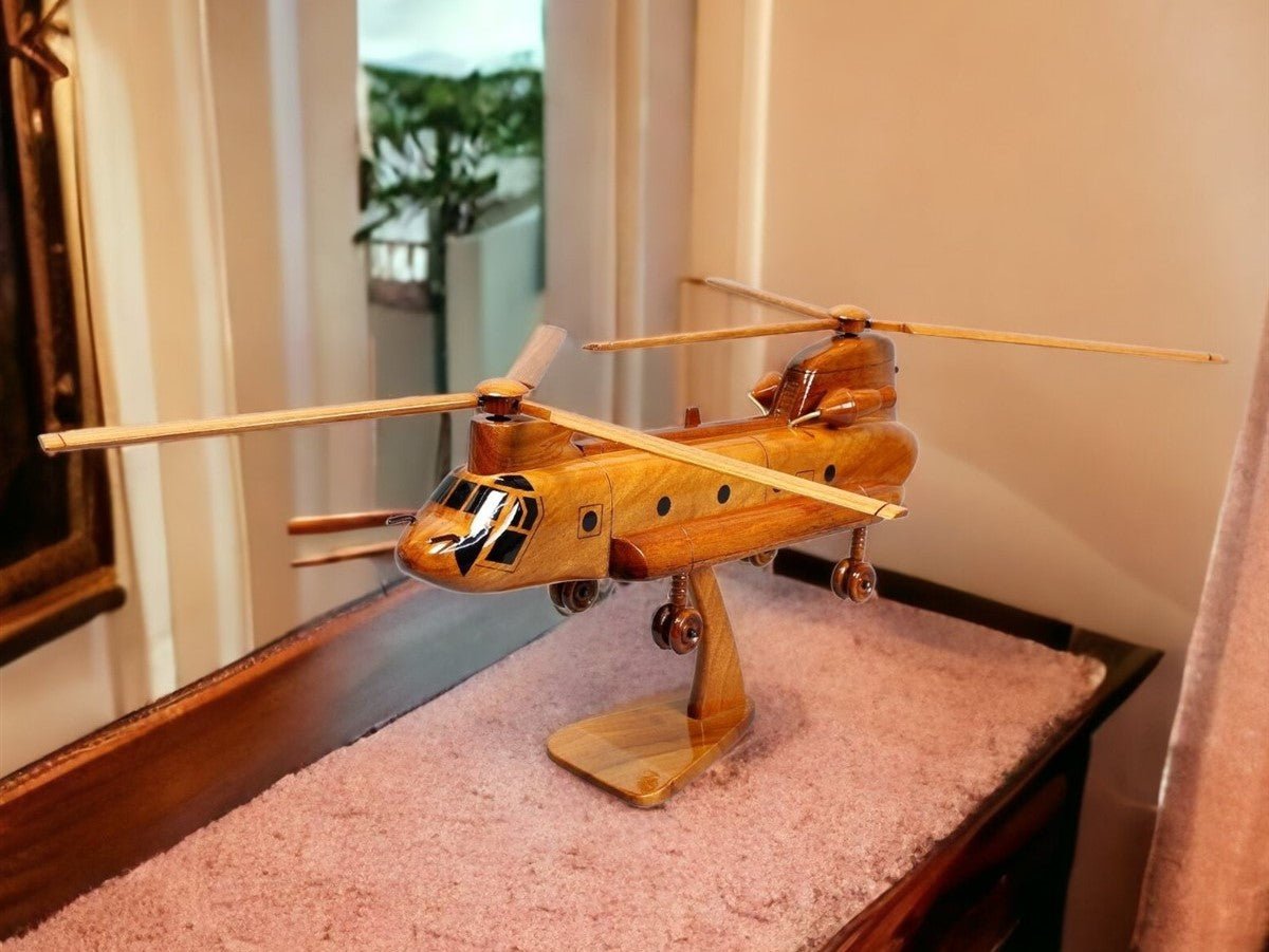 Hand made wooden model Display Boeing 1966 good Chinook 47b helicopter