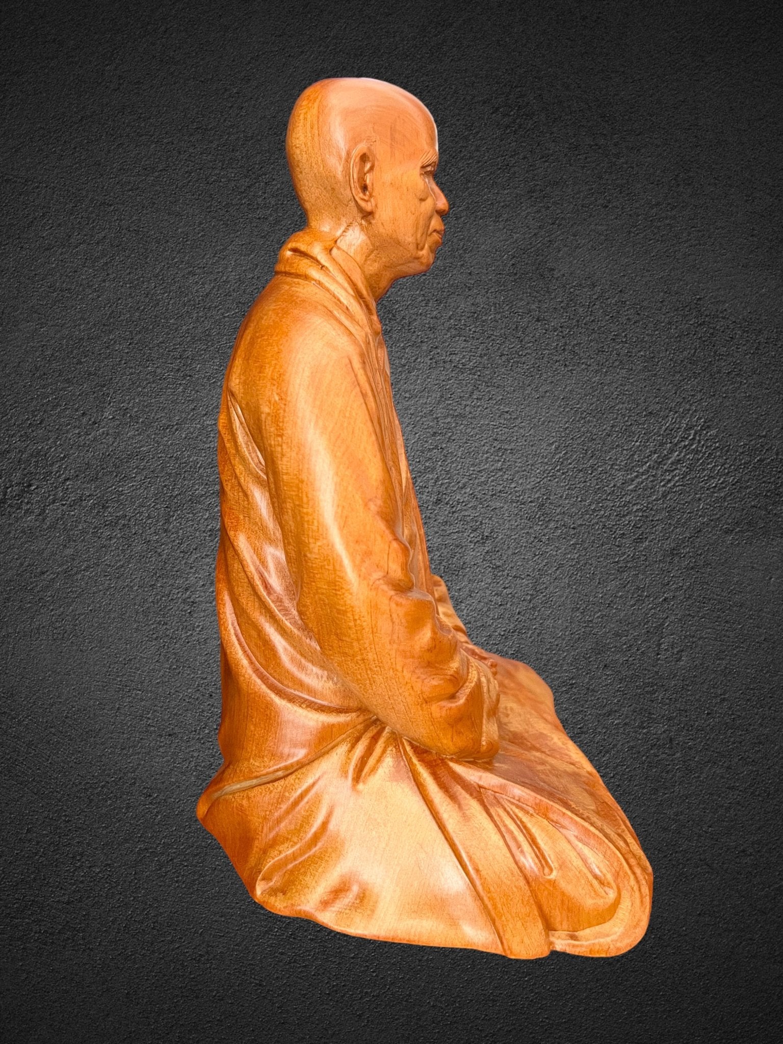 Thich Nhat Hanh Zen Master 8”H Handmade Wooden Carving StatuePremiumWoodArt