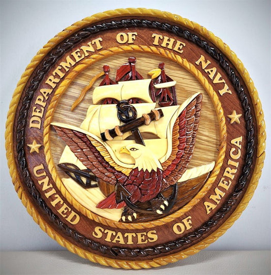 12 - Inch Wooden US Navy wall plaque - A Symbol of PrideVietnamwoodmodel