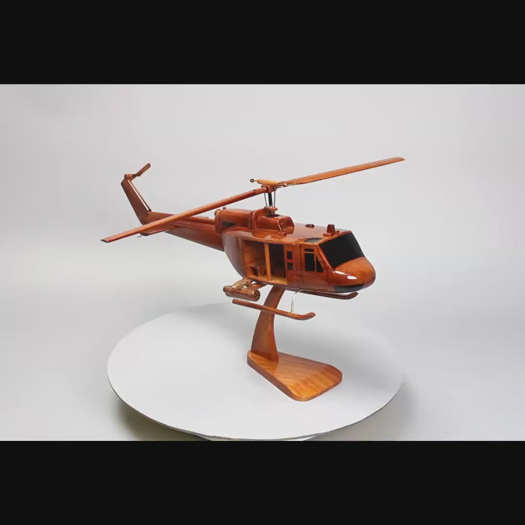 Bell UH-1 Huey Gunship wooden model, a handcrafted tribute to American veterans and Vietnam War heroes.