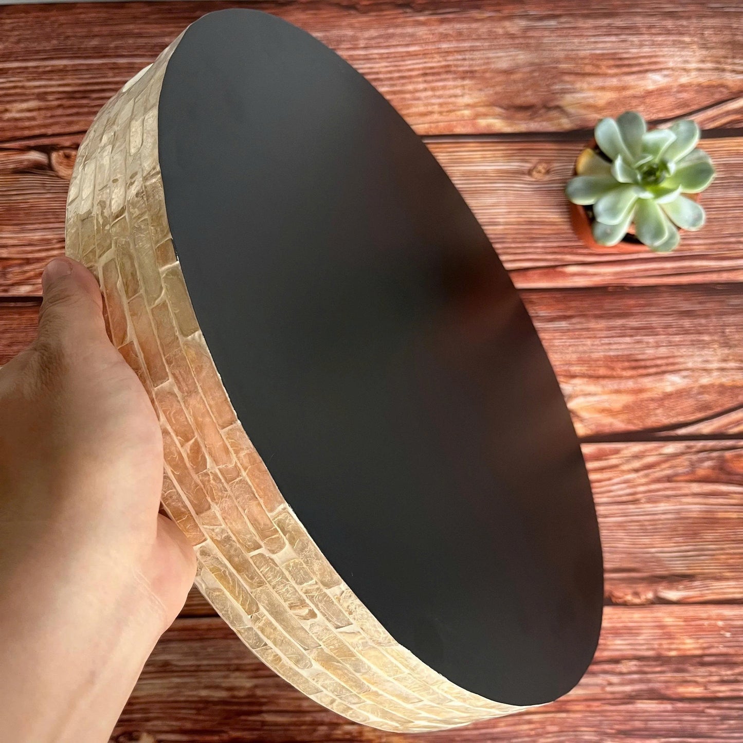 Mother of Pearl Inlay Tray Peacock Tail Pattern