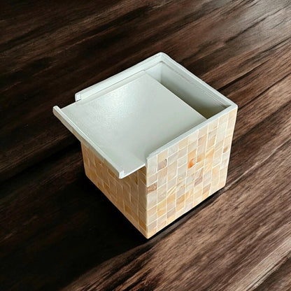 Mother pearl tissue box white mosaic pattern