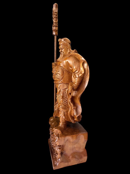 Guan Gong Guan Yu and Zhuge Liang Statue, Chinese Wooden Hand-Carved Civilian And Military Mandarin Statue, Quan Cong - Khong Minh FigurinesTuNaCraftCollection