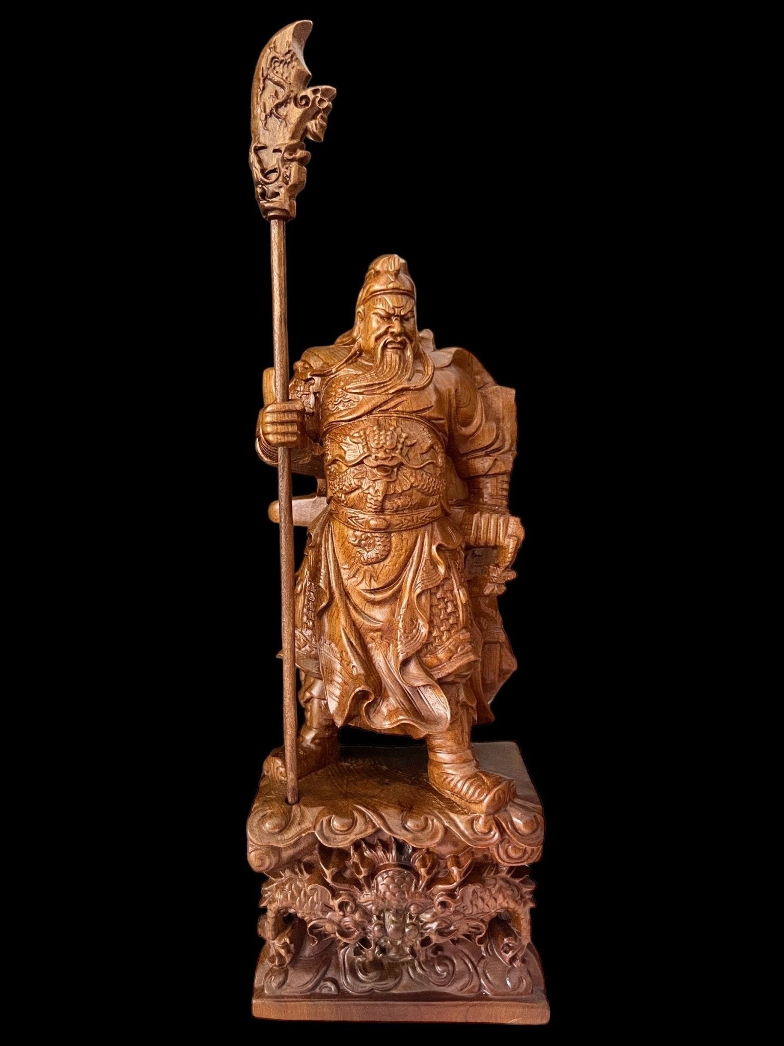 Guan Gong Guan Yu and Zhuge Liang Statue, Chinese Wooden Hand-Carved Civilian And Military Mandarin Statue, Quan Cong - Khong Minh FigurinesTuNaCraftCollection