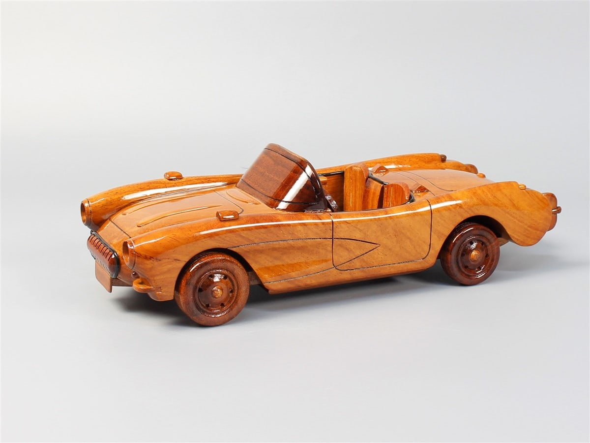 Handcrafted 1957 Corvette Convertible Wood Car ModelVietnamwoodmodel